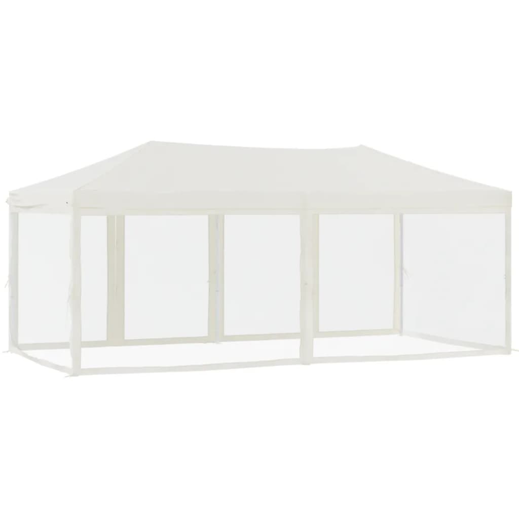 Tenda per Feste Pieghevole con Pareti Laterali Crema 3x6 m