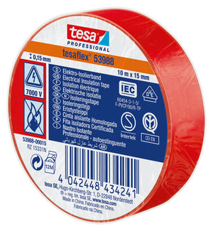 10pz nastro isolante certificato rosso mm.15(mt.10) 98399