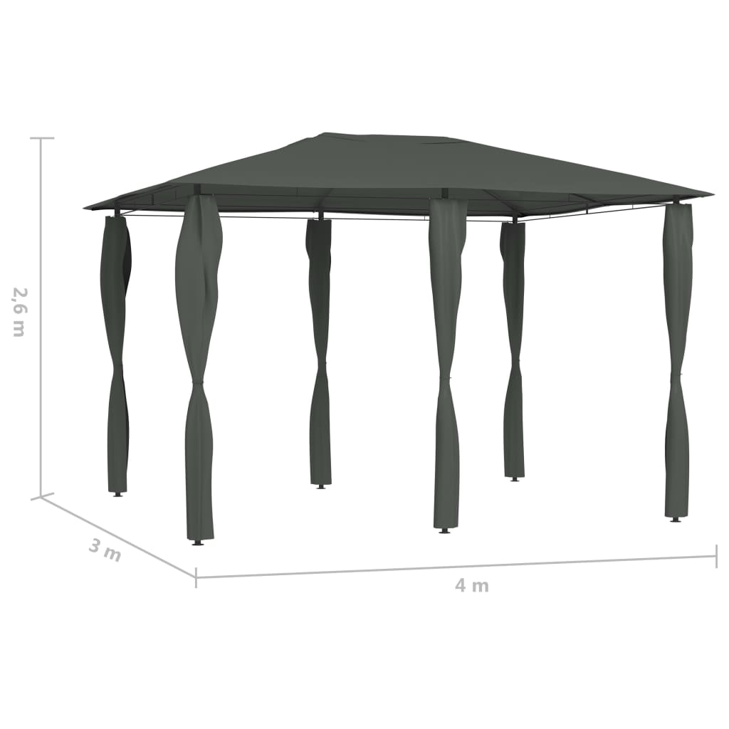 Gazebo con Montanti Rivestiti 3x4x2,6 m Antracite 160 g/mq