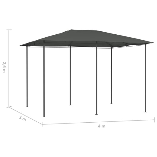 Gazebo 3x4x2,6 m Antracite 160 g/mq