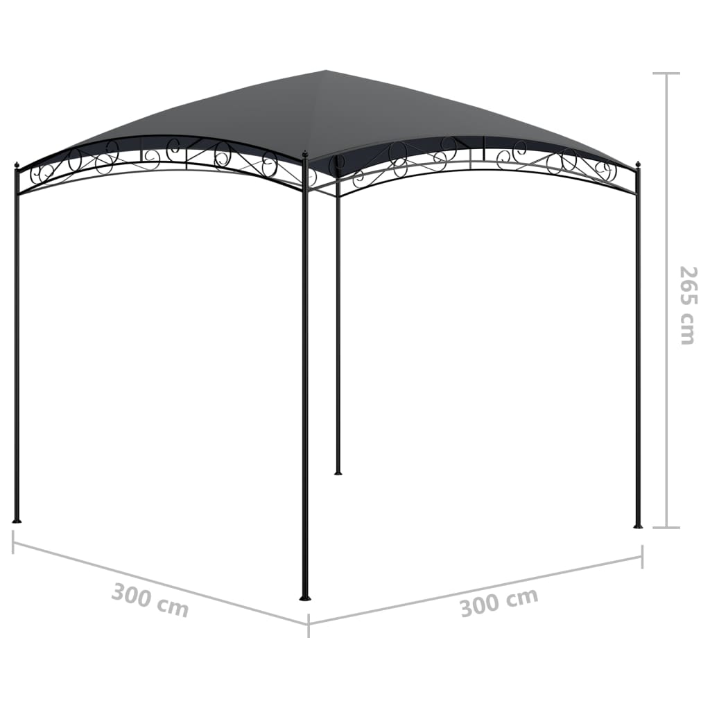 Gazebo 3x3x2,65 m Antracite 180 g/mq