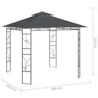 Gazebo 3x3x2,7 m Antracite 160 g/mq