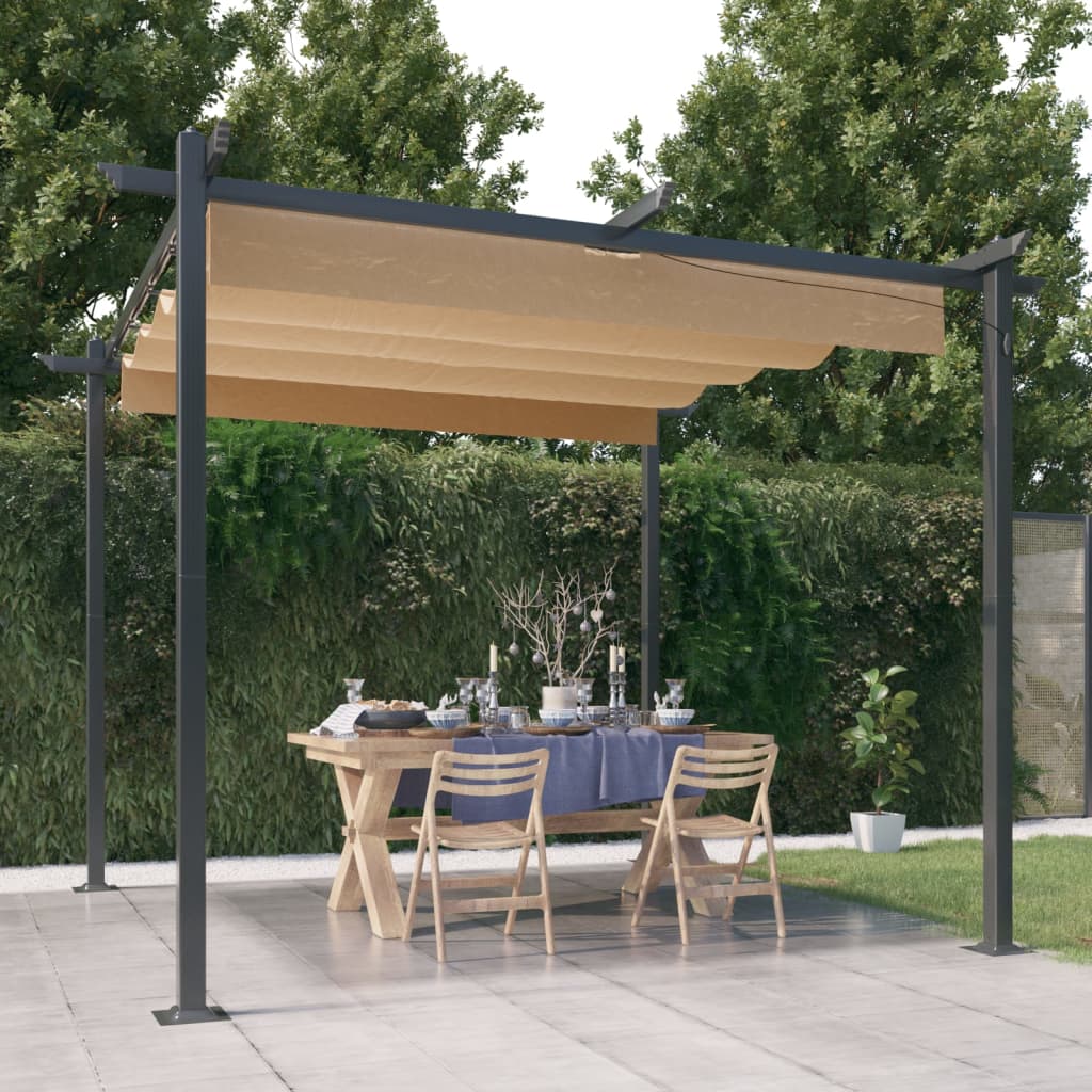 Pergola da Giardino con Tetto Retrattile 3x3 m Tortora