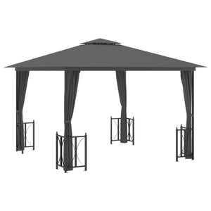 Gazebo con Teli Laterali e Doppio Tetto 3x3 m Antracite