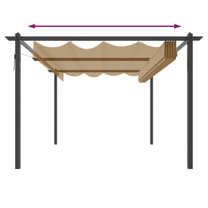 Pergola da Giardino con Tetto Retrattile 4x3 m Tortora