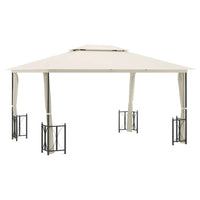 Gazebo con Teli Laterali e Doppio Tetto 3x4 m Crema