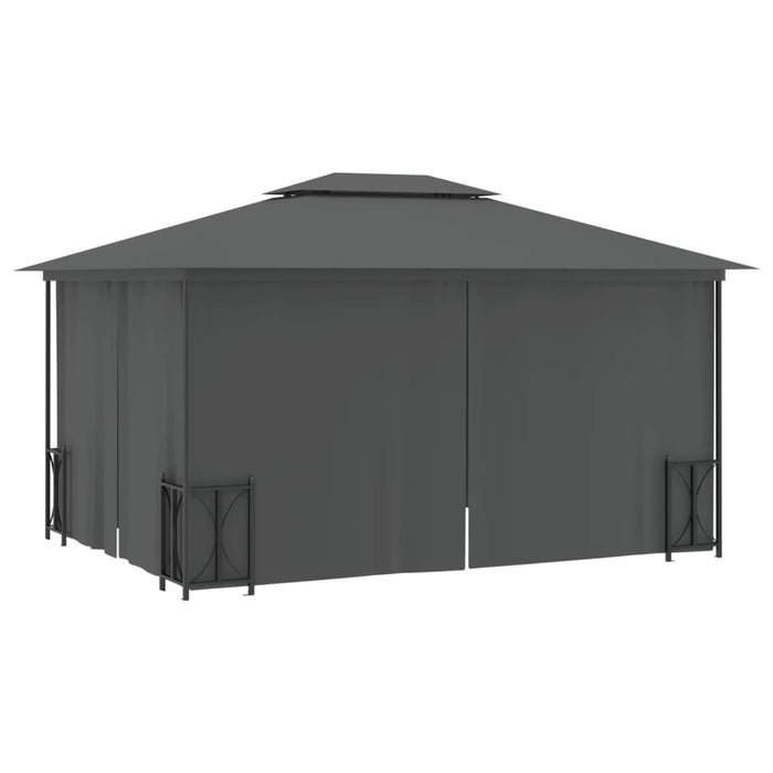 Gazebo con Teli Laterali e Doppio Tetto 3x4 m Antracite