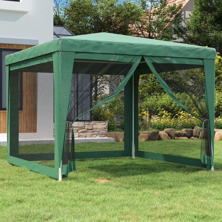 Tenda per Feste con 4 Pareti Laterali in Rete Verde 3x3 m HDPE