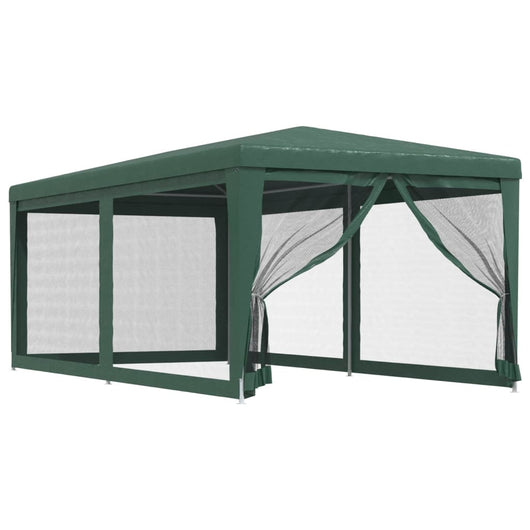 Tenda per Feste con 6 Pareti Laterali in Rete Verde 3x6 m HDPE