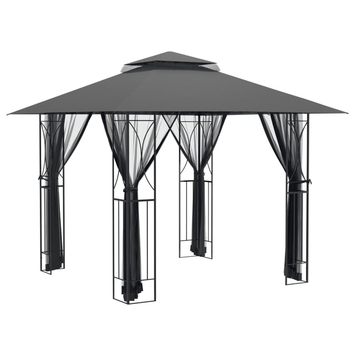 Gazebo con Pareti Laterali Antracite 300x300x270 cm Acciaio