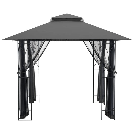 Gazebo con Pareti Laterali Antracite 300x300x270 cm Acciaio