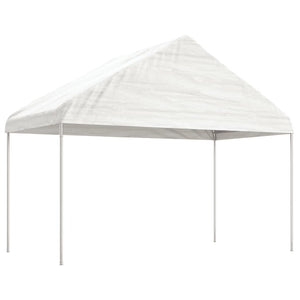 Gazebo con Tetto Bianco 4,08x2,23x3,22 m in Polietilene