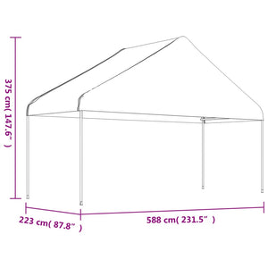 Gazebo con Tetto Bianco 5,88x2,23x3,75 m in Polietilene