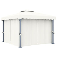 Gazebo con Tende 3x3 cm Bianco Crema Alluminio