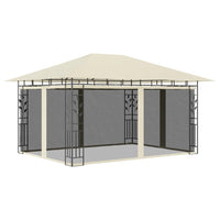 Gazebo con Zanzariera e Luci LED 4x3x2,73 m Crema