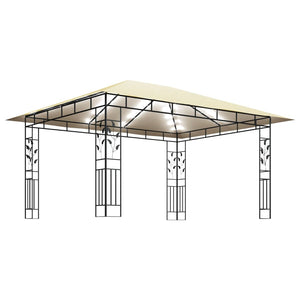 Gazebo con Zanzariera e Luci LED 4x3x2,73 m Crema