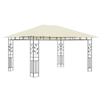 Gazebo con Zanzariera e Luci LED 4x3x2,73 m Crema