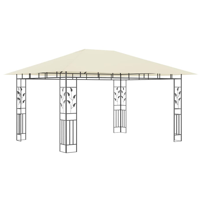 Gazebo con Zanzariera e Luci LED 4x3x2,73 m Crema