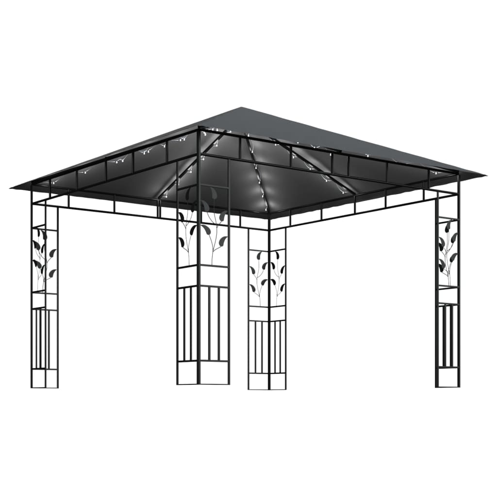 Gazebo con Zanzariera e Luci LED 3x3x2,73 m Antracite