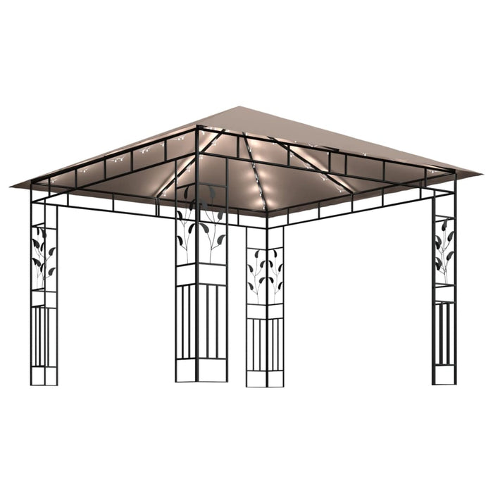 Gazebo con Zanzariera Luci LED 3x3x2,73 m Grigio Talpa