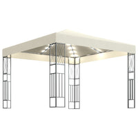 Gazebo con Stringa di Luci LED 3x3 m in Tessuto Crema