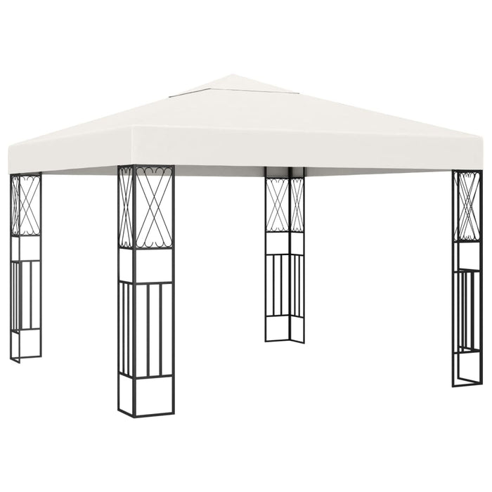 Gazebo con Stringa di Luci LED 3x3 m in Tessuto Crema