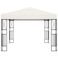 Gazebo con Stringa di Luci LED 3x3 m in Tessuto Crema