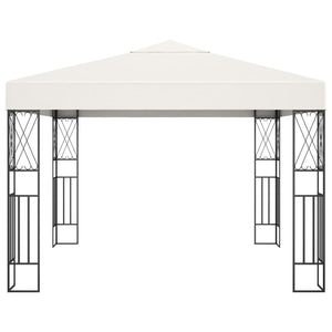 Gazebo con Stringa di Luci LED 3x3 m in Tessuto Crema