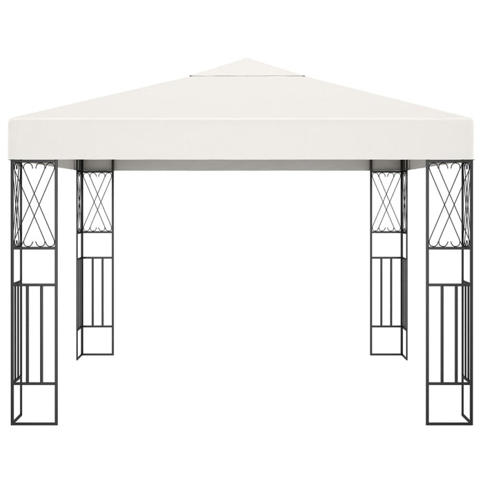 Gazebo con Stringa di Luci LED 3x3 m in Tessuto Crema