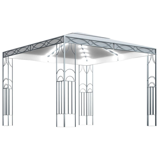 Gazebo con Stringa di Luci LED 300x300 cm Crema