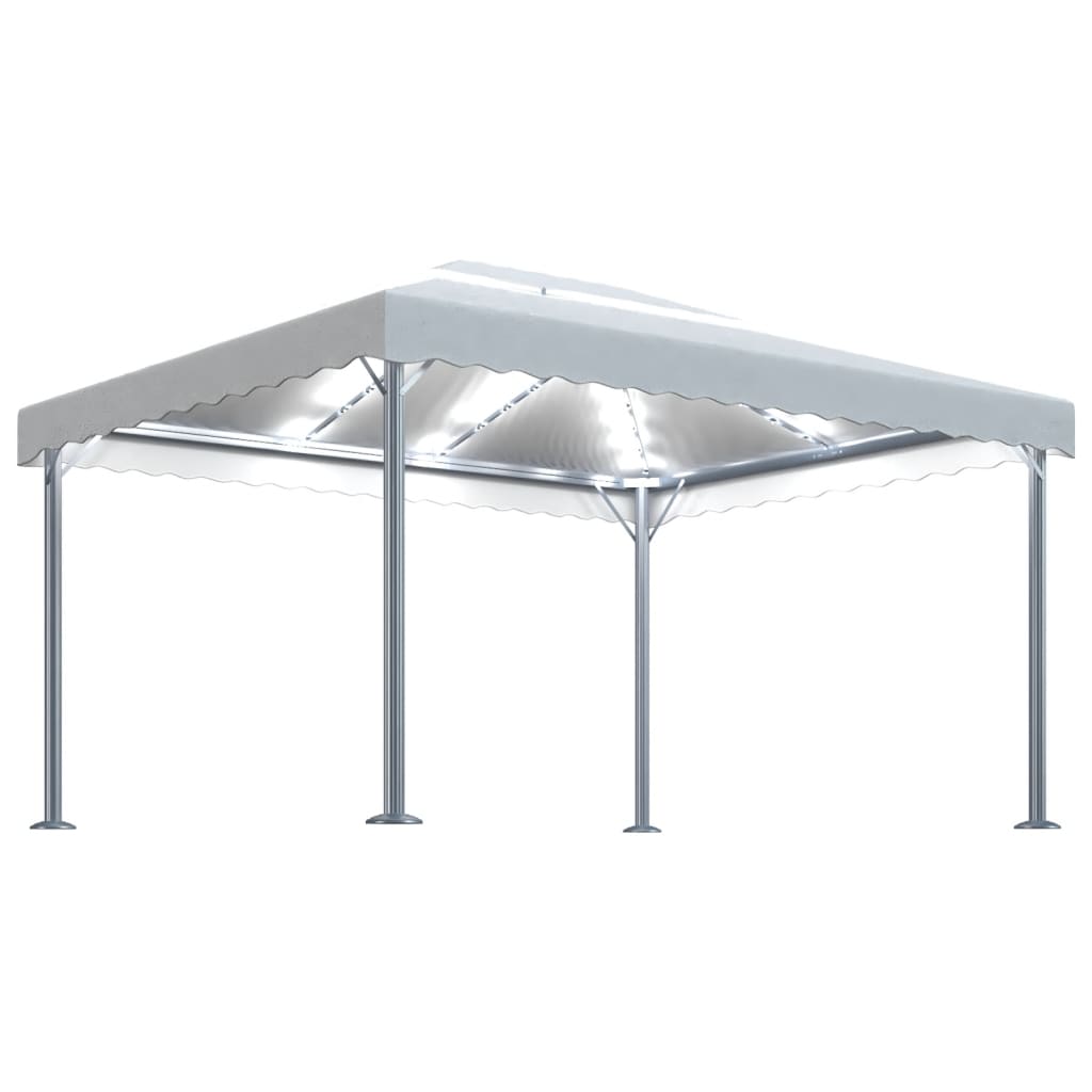 Gazebo con Stringa di Luci LED 400x300 cm Crema in Alluminio