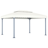 Gazebo con Stringa di Luci LED 400x300 cm Crema in Alluminio