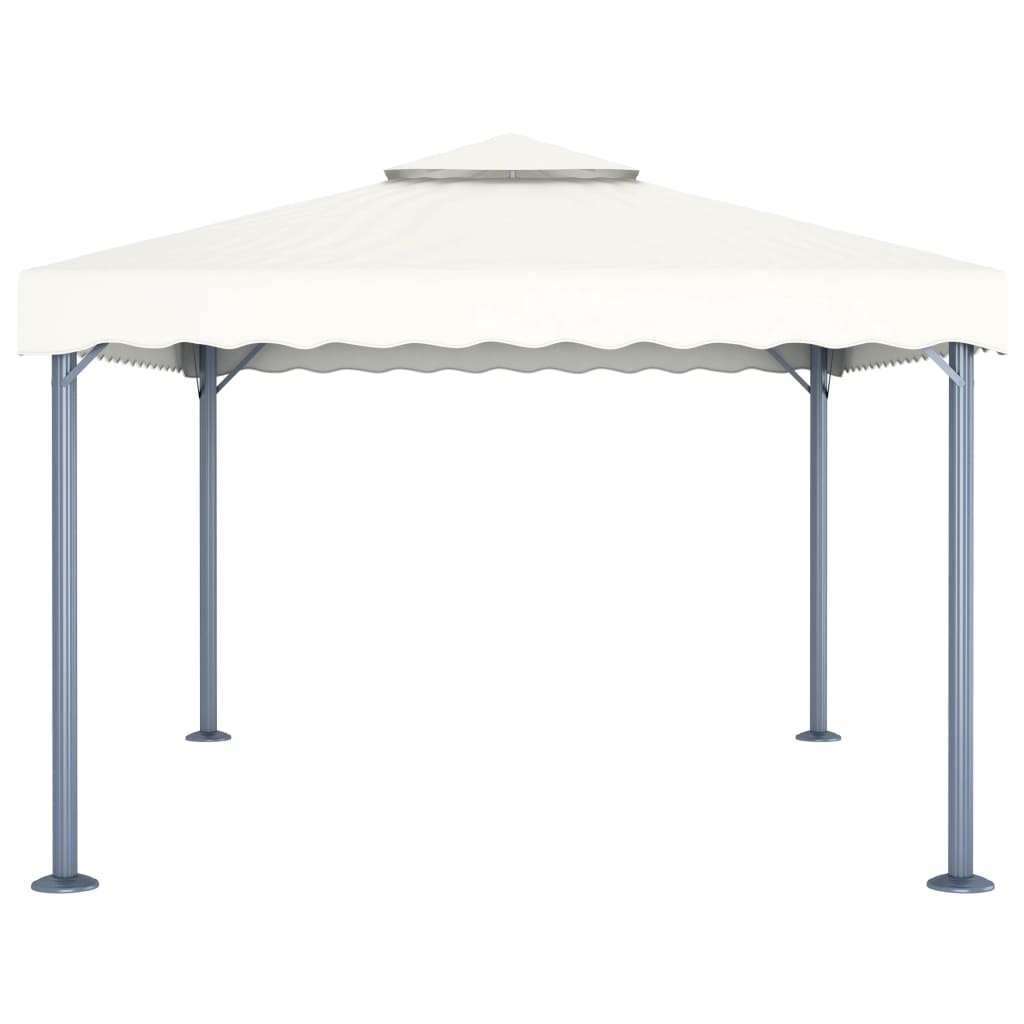 Gazebo con Stringa di Luci LED 400x300 cm Crema in Alluminio