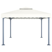 Gazebo con Stringa di Luci LED 400x300 cm Crema in Alluminio