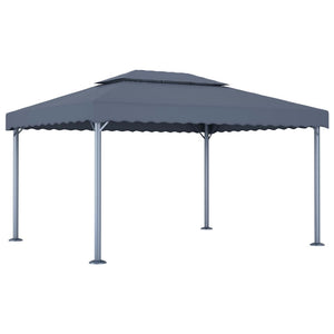 Gazebo con Pareti e Luci LED 400x300 cm Antracite in Alluminio