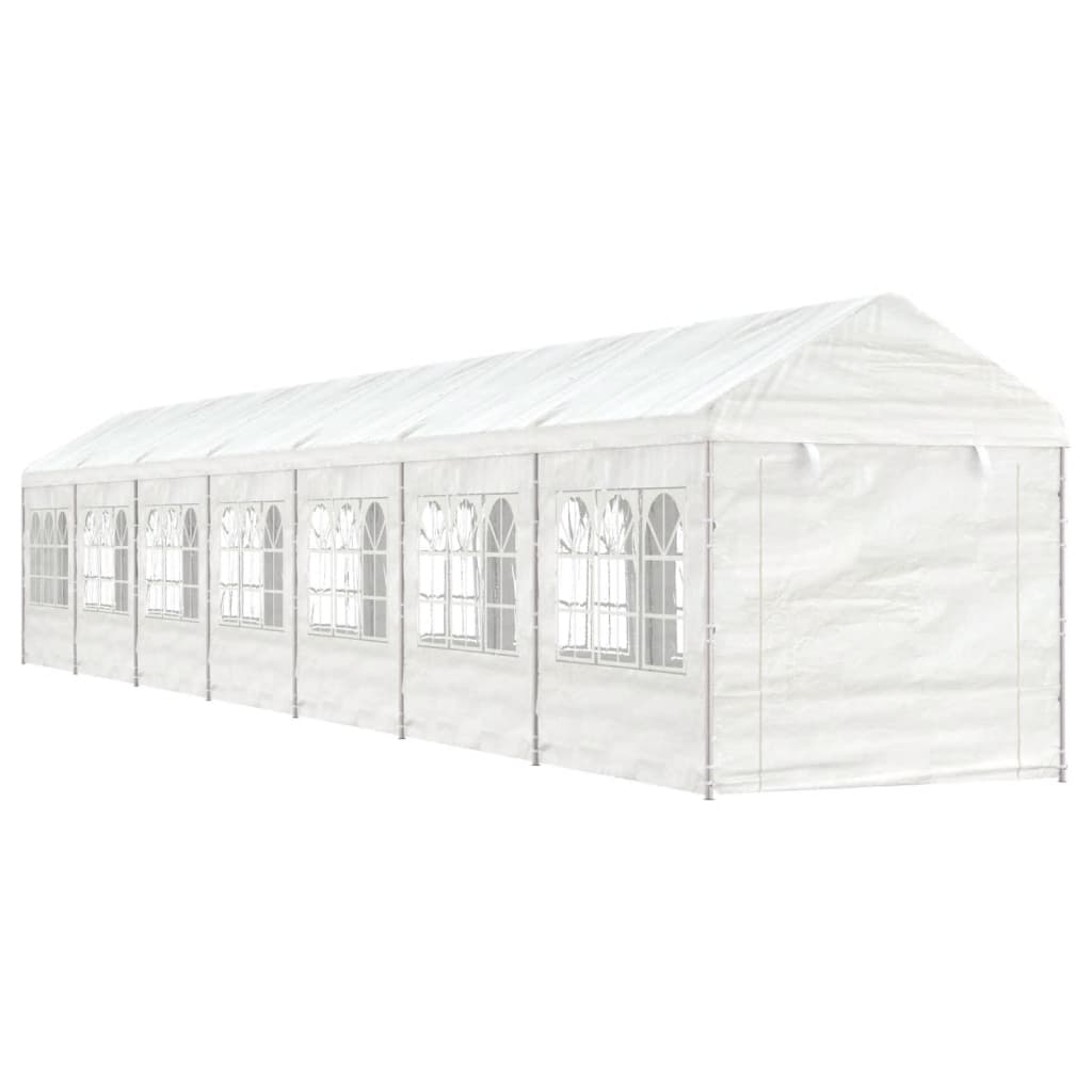 Gazebo con Tetto Bianco 15,61x2,28x2,69 m in Polietilene