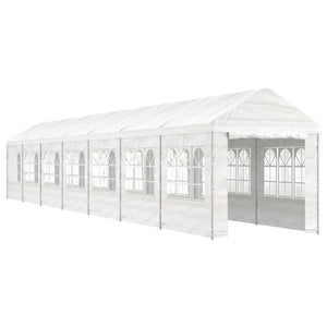 Gazebo con Tetto Bianco 15,61x2,28x2,69 m in Polietilene