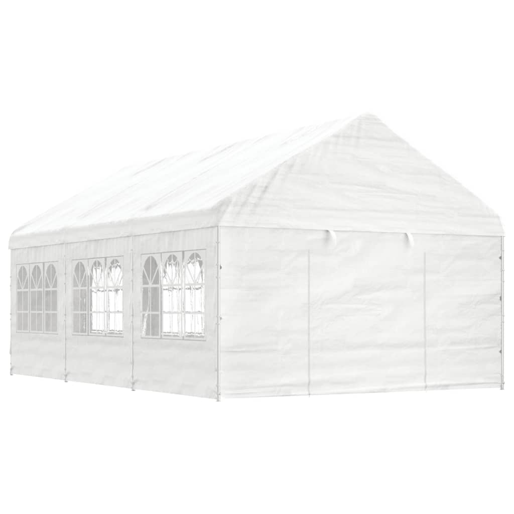 Gazebo con Tetto Bianco 6,69x4,08x3,22 m in Polietilene