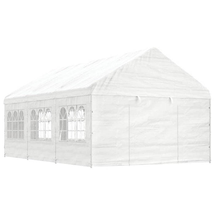 Gazebo con Tetto Bianco 6,69x4,08x3,22 m in Polietilene