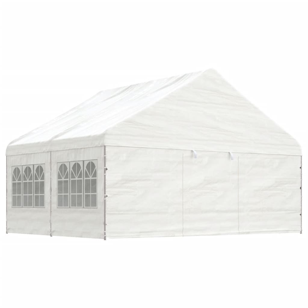 Gazebo con Tetto Bianco 4,46x5,88x3,75 m in Polietilene