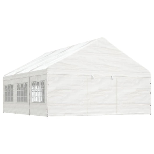 Gazebo con Tetto Bianco 6,69x5,88x3,75 m in Polietilene