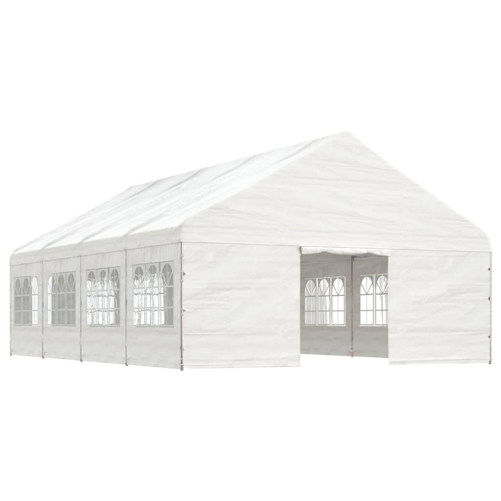 Gazebo con Tetto Bianco 8,92x5,88x3,75 m in Polietilene