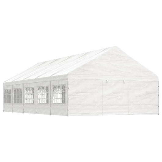 Gazebo con Tetto Bianco 11,15x5,88x3,75 m in Polietilene