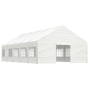 Gazebo con Tetto Bianco 11,15x5,88x3,75 m in Polietilene