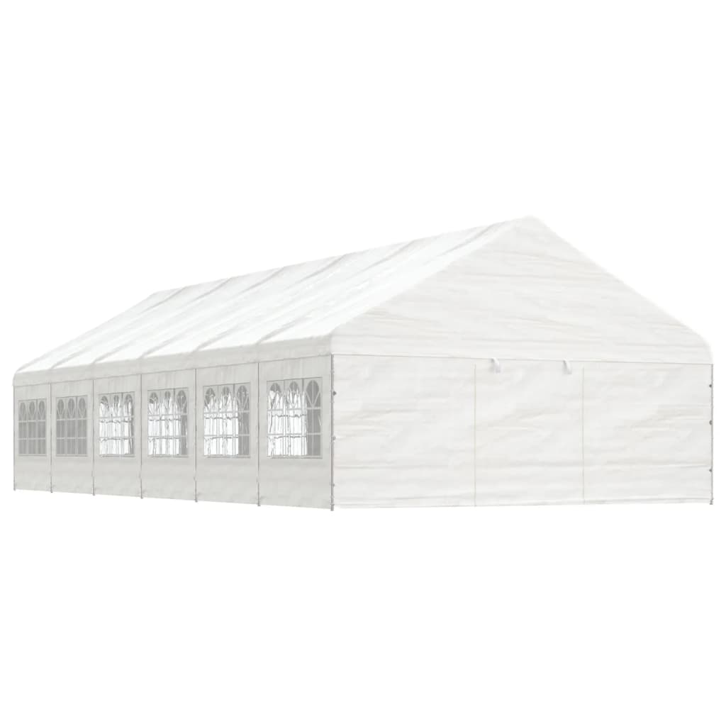 Gazebo con Tetto Bianco 13,38x5,88x3,75 m in Polietilene