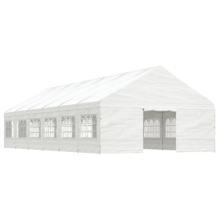 Gazebo con Tetto Bianco 13,38x5,88x3,75 m in Polietilene