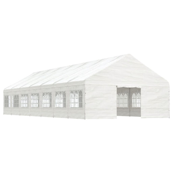 Gazebo con Tetto Bianco 15,61x5,88x3,75 m in Polietilene