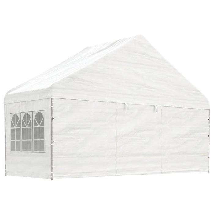 Gazebo con Tetto Bianco 11,15x5,88x3,75 m in Polietilene