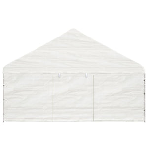 Gazebo con Tetto Bianco 8,92x5,88x3,75 m in Polietilene