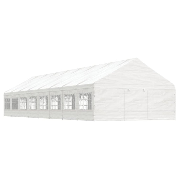 Gazebo con Tetto Bianco 17,84x5,88x3,75 m in Polietilene